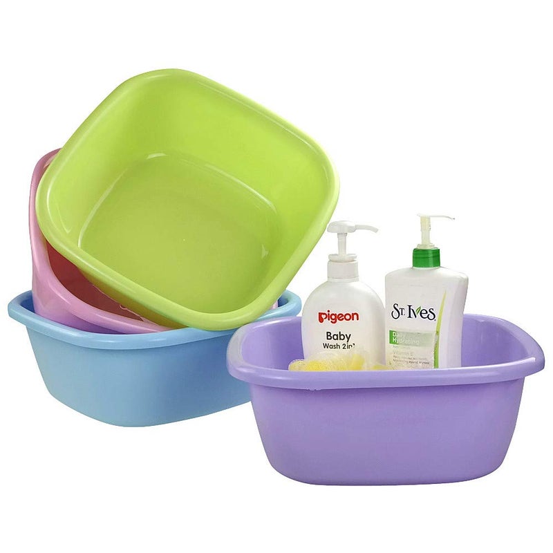 Ponpong 12 Quart Plastic Square Dish Pan Tub Washing Basin, 4 Pack - Image 2